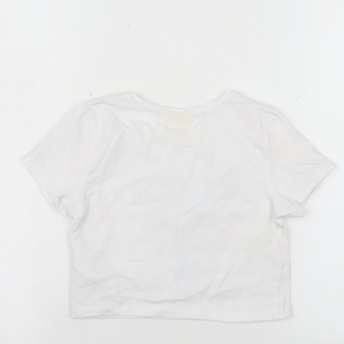 Disney Stitch Girls White Cropped T-Shirt Size 146/152 Graphic Print Cotton