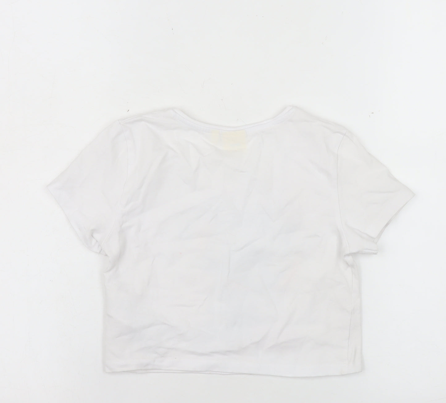 Disney Stitch Girls White Cropped T-Shirt Size 146/152 Graphic Print Cotton