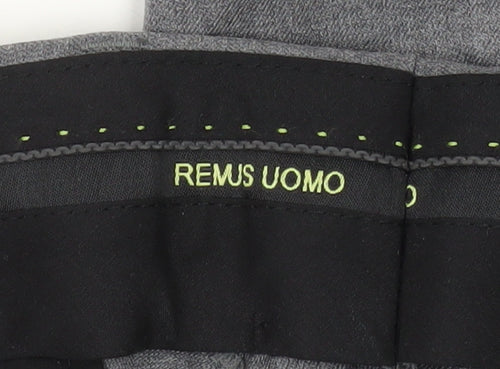 Remus Uomo Men’s Grey Slim Fit Dress Pants 34S Wool Blend