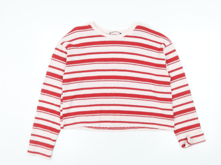 ZARA Women Red Striped Knit Long Sleeve Pullover Jumper Size M