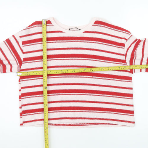 ZARA Women Red Striped Knit Long Sleeve Pullover Jumper Size M