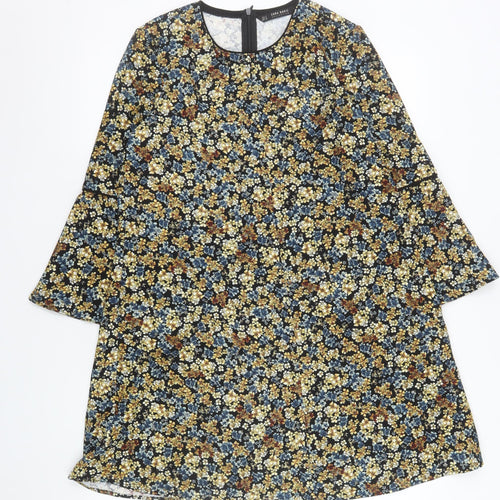Zara Women Multicoloured Floral Shift Dress Size 8 Long Sleeve