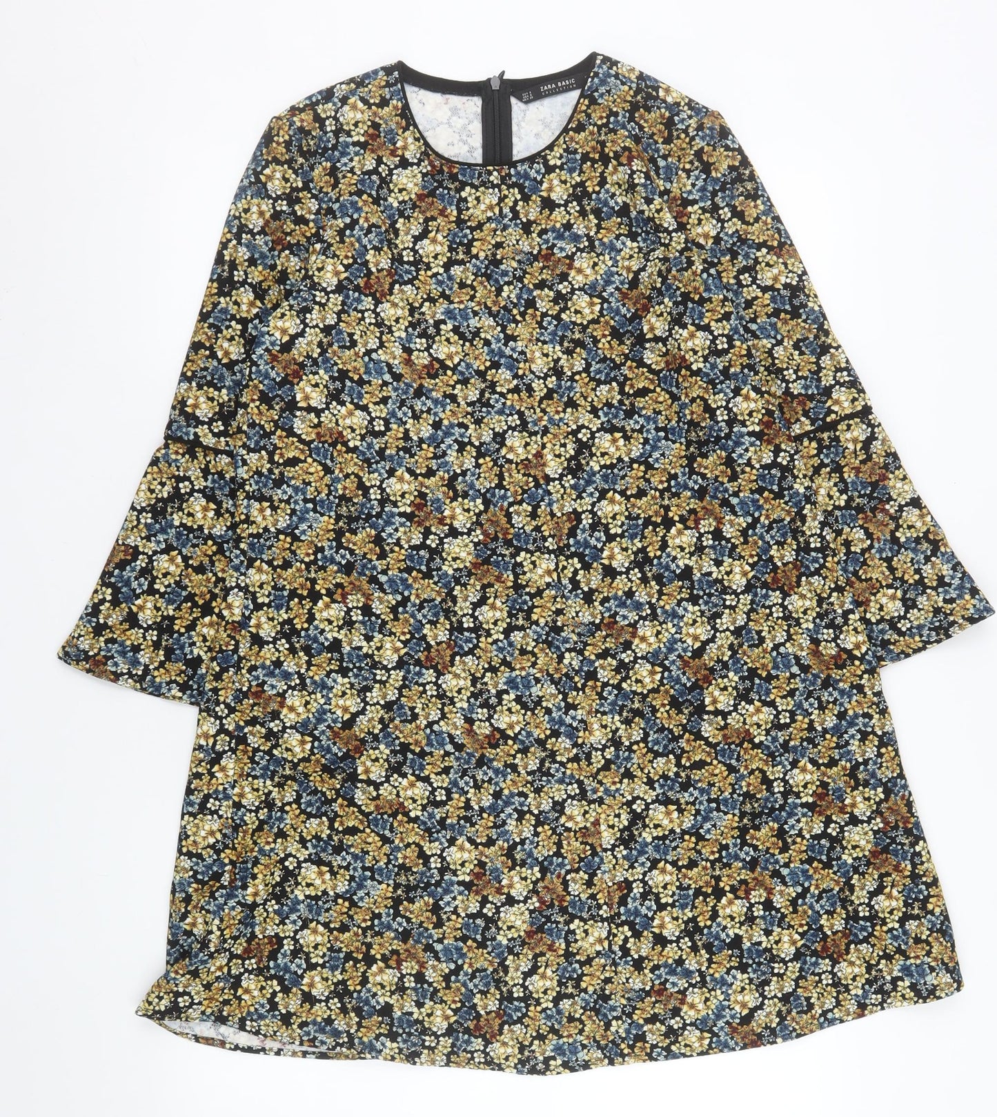Zara Women Multicoloured Floral Shift Dress Size 8 Long Sleeve