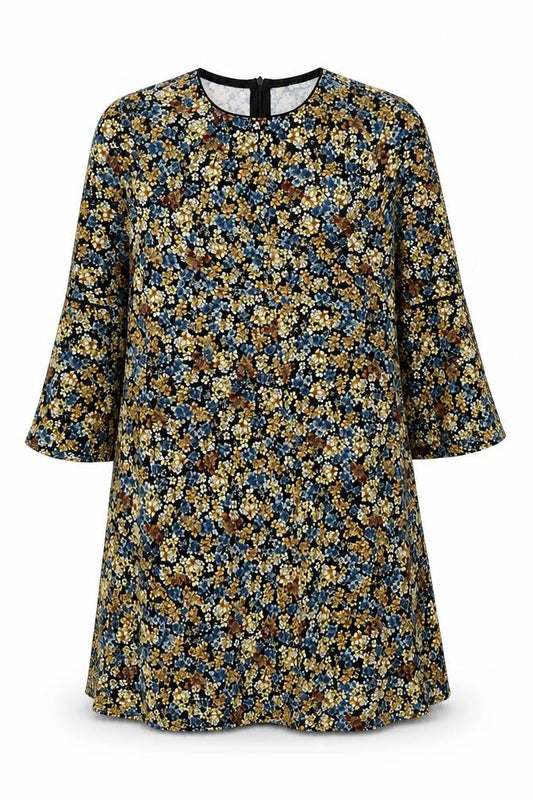 Front view of Zara Women Multicoloured Floral Shift Dress, size 8, Long Sleeve