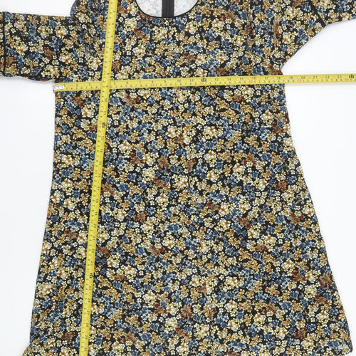 Zara Women Multicoloured Floral Shift Dress Size 8 Long Sleeve