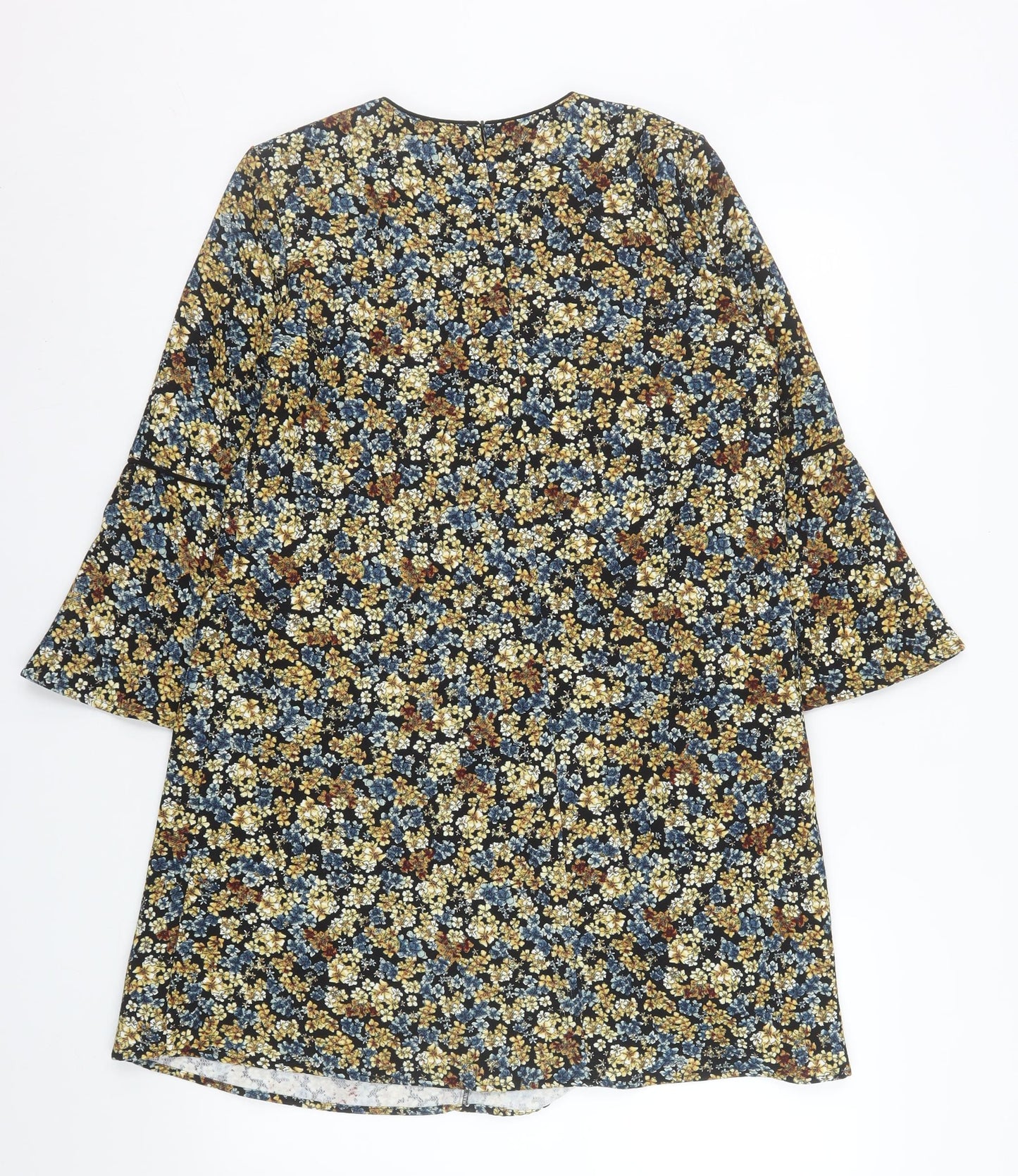 Zara Women Multicoloured Floral Shift Dress Size 8 Long Sleeve