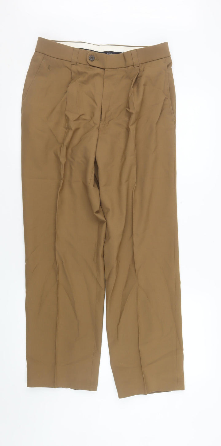 Gardeur Men's Brown 32R Dress Trousers Pleated Front Formal