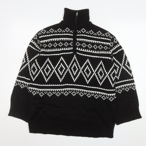 H&M Divided Men's Black Geometric Knit Pullover Sweatshirt S