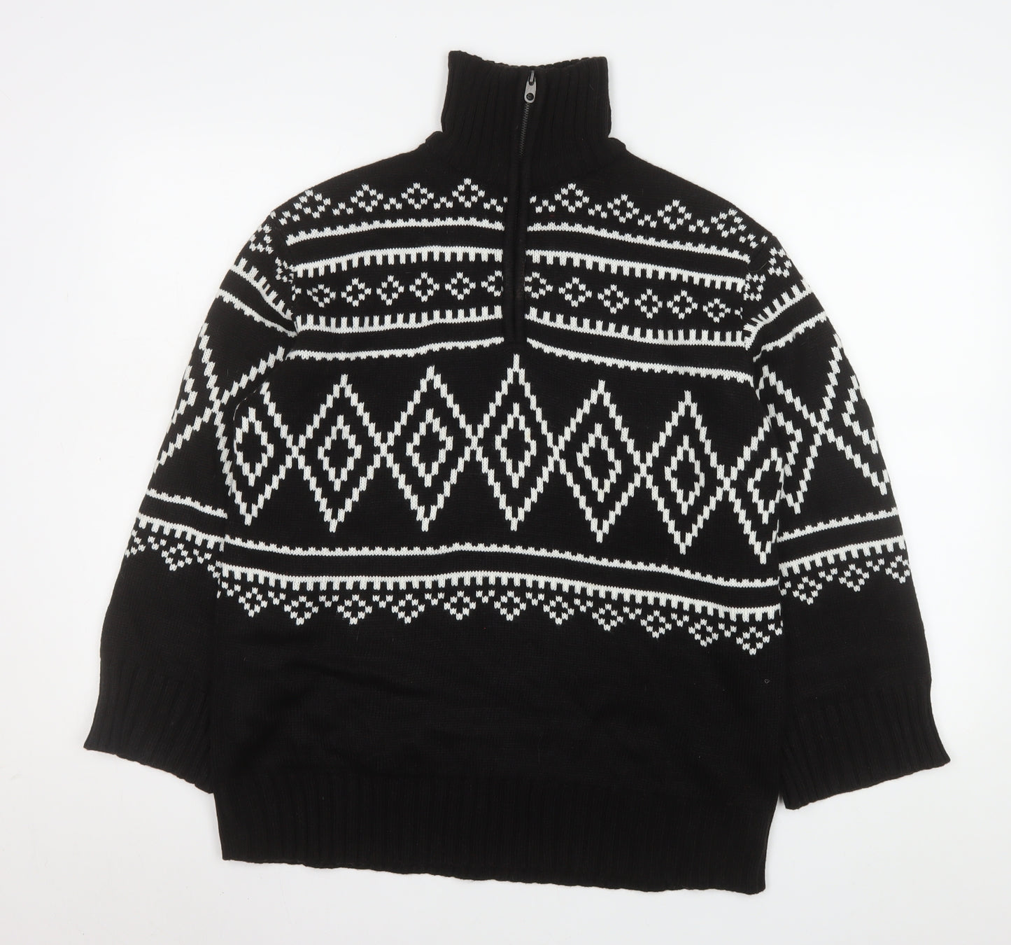 H&M Divided Men's Black Geometric Knit Pullover Sweatshirt S