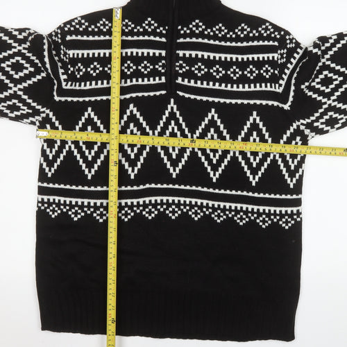 H&M Divided Men's Black Geometric Knit Pullover Sweatshirt S