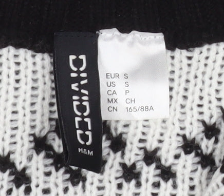 H&M Divided Men's Black Geometric Knit Pullover Sweatshirt S