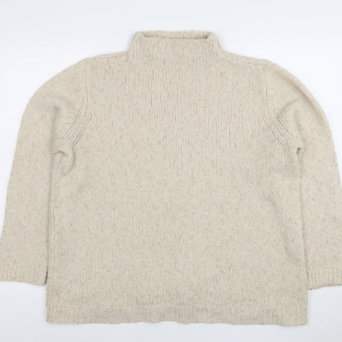 Fransa Womens Beige Roll Neck Knit Jumper Size L