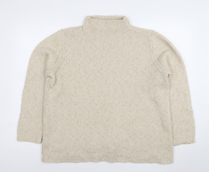 Fransa Womens Beige Roll Neck Knit Jumper Size L