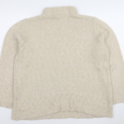 Fransa Womens Beige Roll Neck Knit Jumper Size L