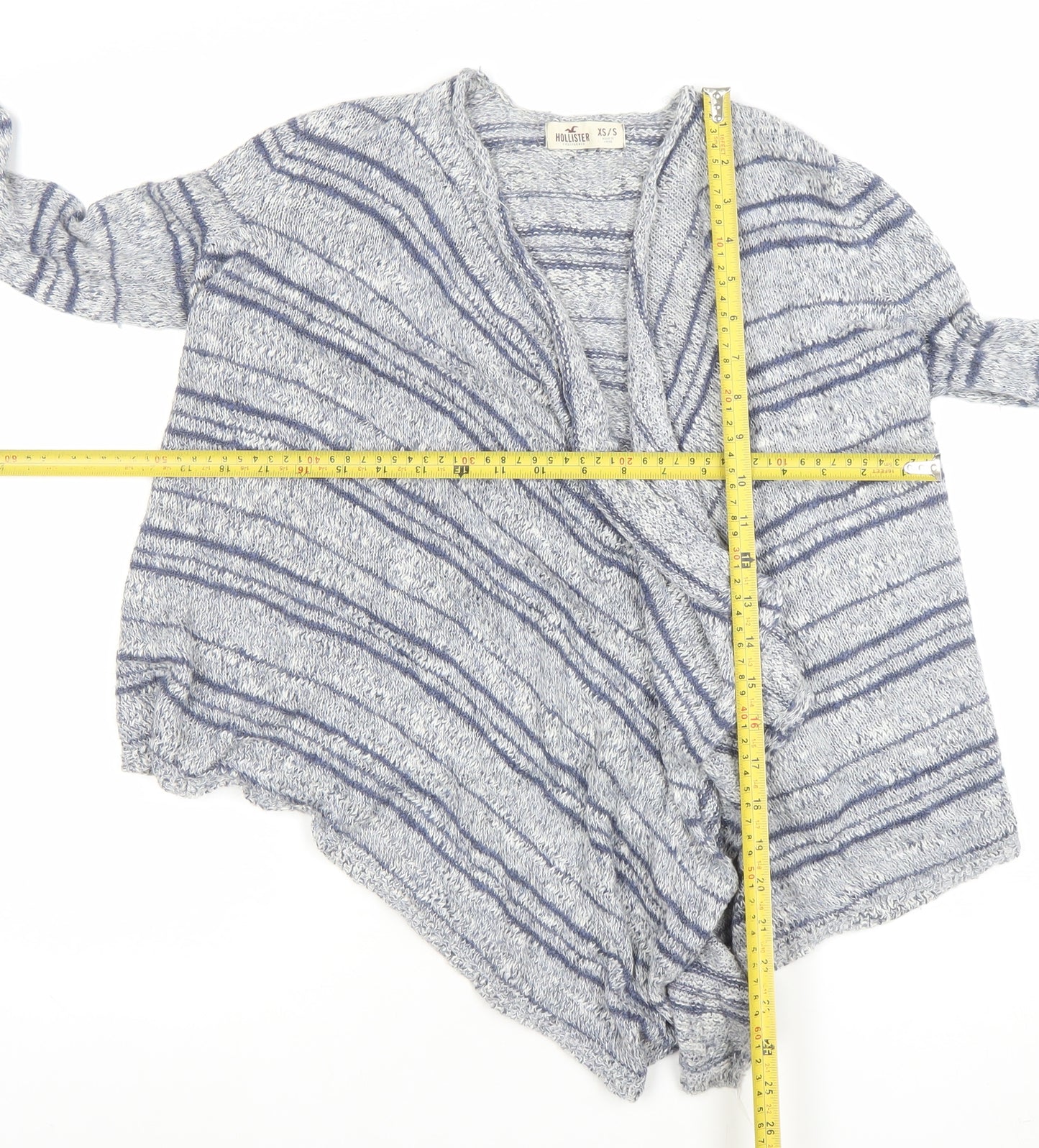 Hollister Womens Blue Striped Open Knit Cardigan XS