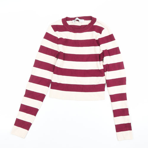 Zara Women Multicoloured Striped Crew Neck Pullover Jumper Size S