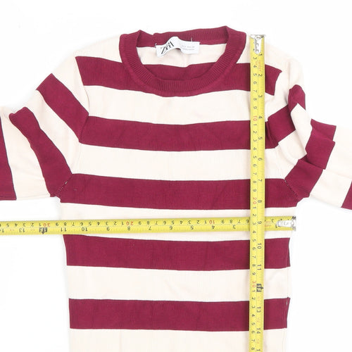 Zara Women Multicoloured Striped Crew Neck Pullover Jumper Size S