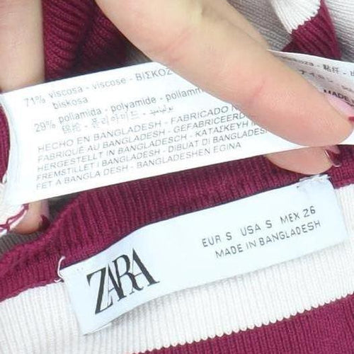 Zara Women Multicoloured Striped Crew Neck Pullover Jumper Size S