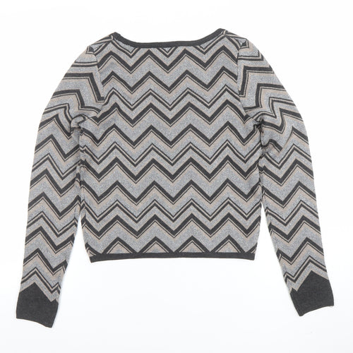 Taylor Women's Grey Square Neck Long Sleeve Knit Jumper Size M