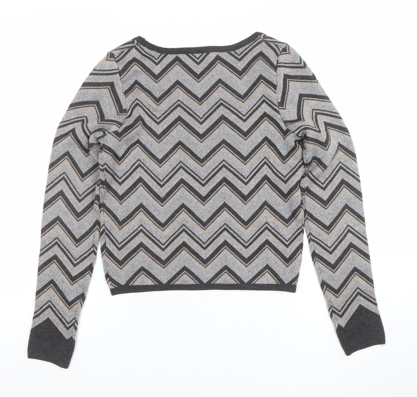 Taylor Women's Grey Square Neck Long Sleeve Knit Jumper Size M