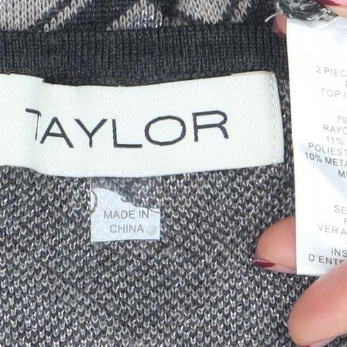 Taylor Women's Grey Square Neck Long Sleeve Knit Jumper Size M
