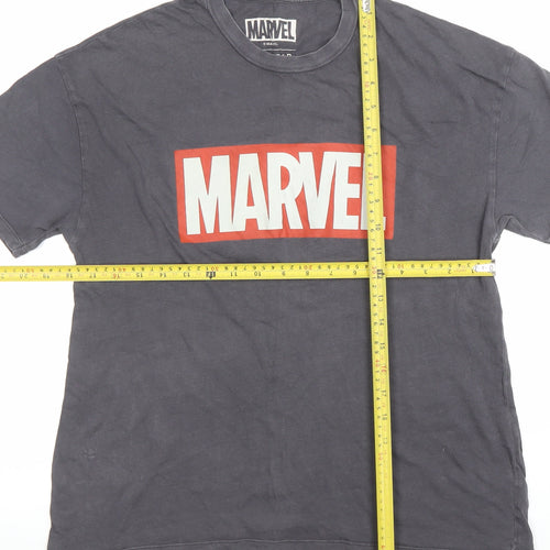 Pull&Bear Marvel Grey Cotton Women's T-Shirt Size S Casual