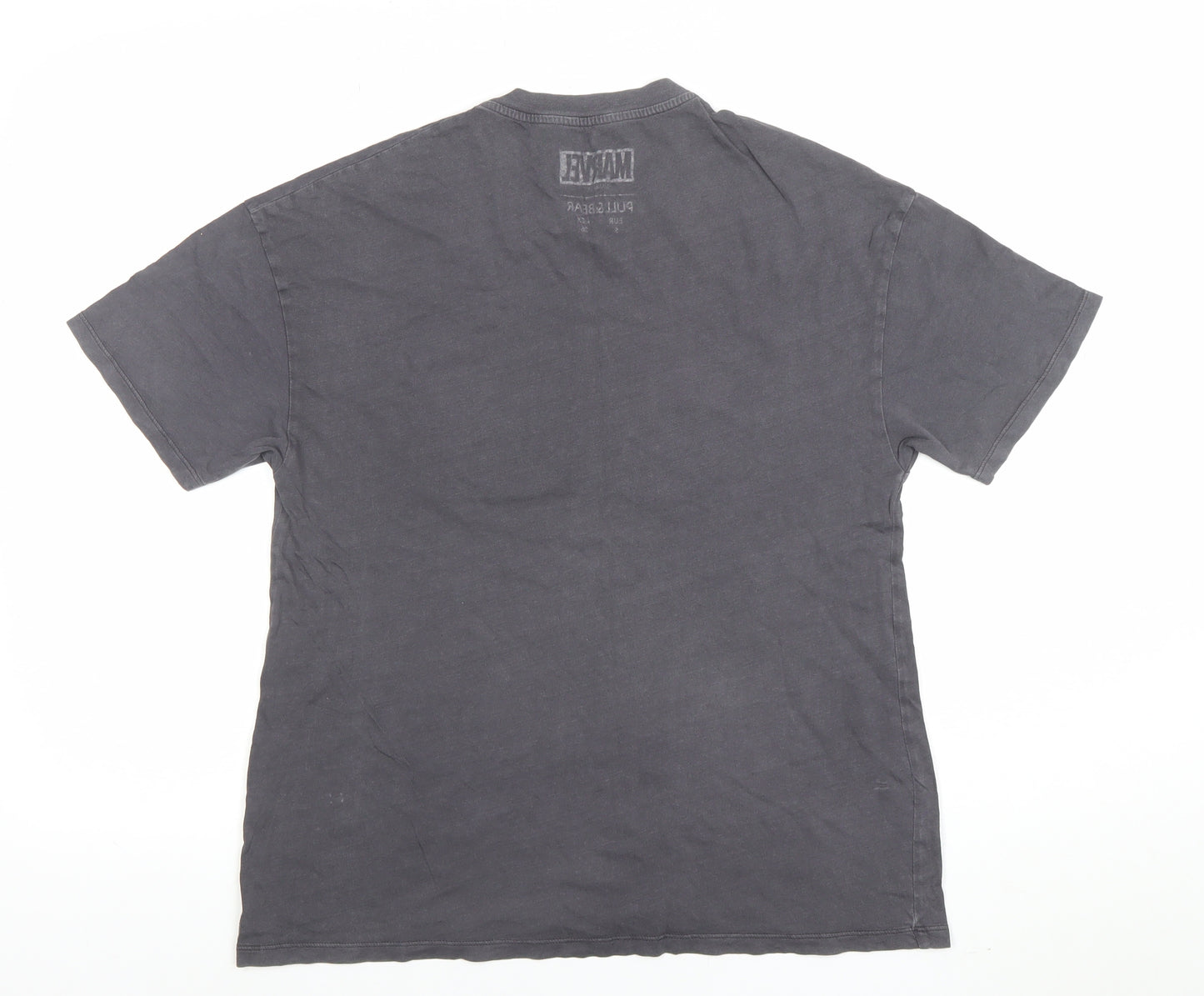 Pull&Bear Marvel Grey Cotton Women's T-Shirt Size S Casual