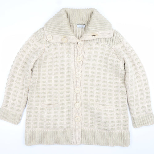 Marks and Spencer Women’s Beige Chunky Knit Collared Cardigan UK 18