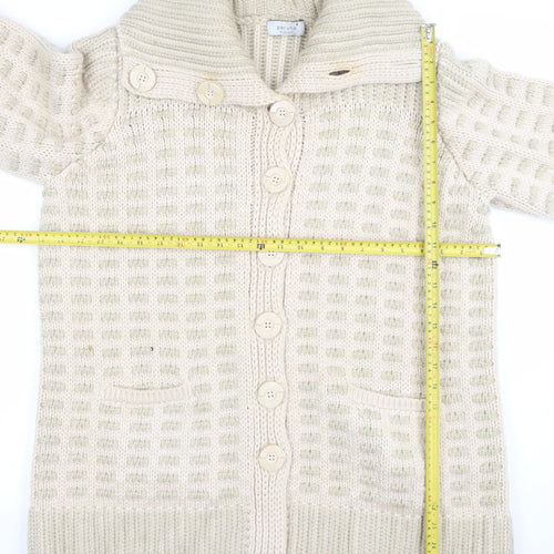 Marks and Spencer Women’s Beige Chunky Knit Collared Cardigan UK 18