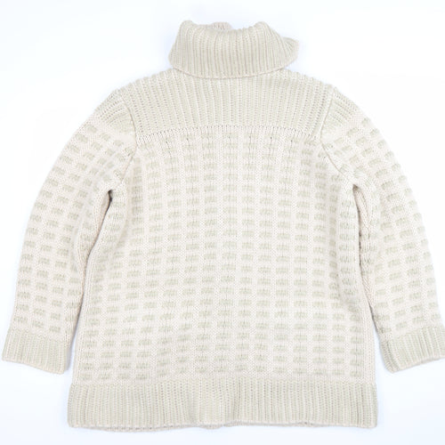 Marks and Spencer Women’s Beige Chunky Knit Collared Cardigan UK 18