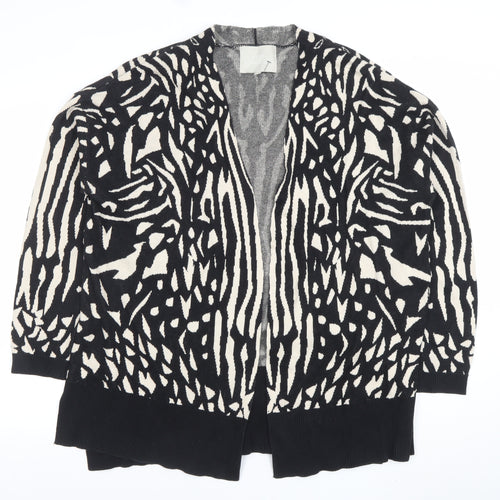 FWM by Fenn Wright Manson Women Black Ivory Animal Print Cardigan L