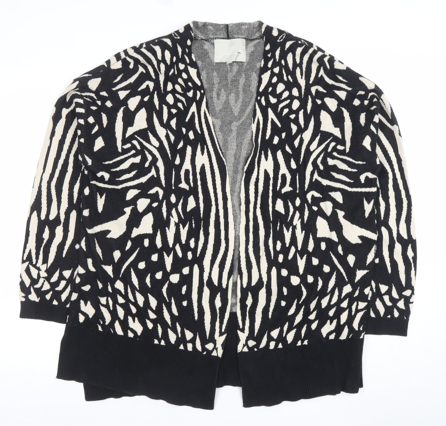 FWM by Fenn Wright Manson Women Black Ivory Animal Print Cardigan L