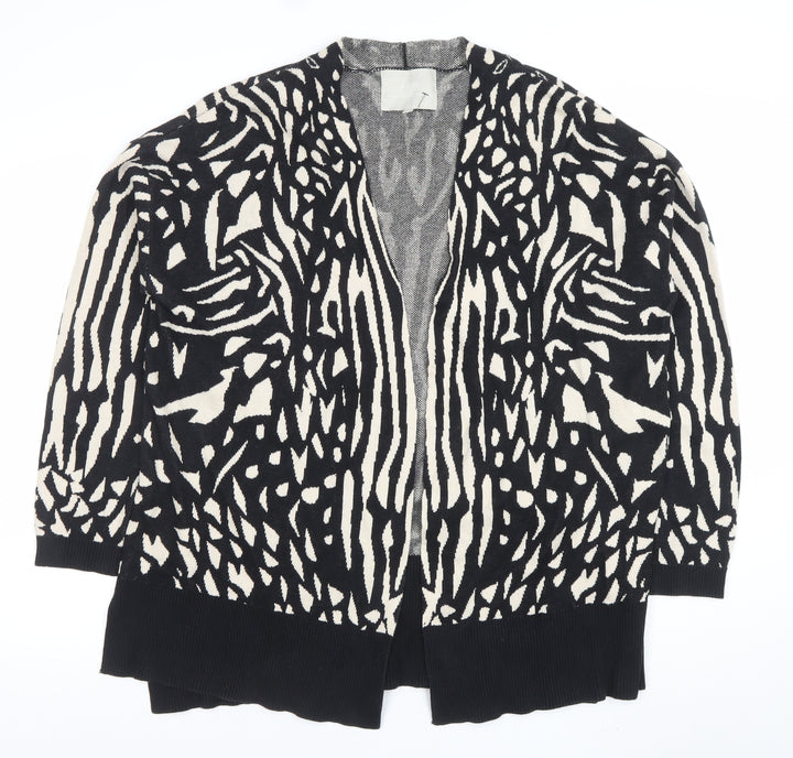 FWM by Fenn Wright Manson Women Black Ivory Animal Print Cardigan L