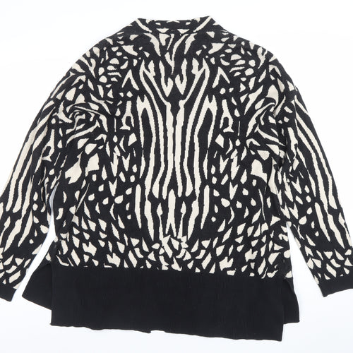 FWM by Fenn Wright Manson Women Black Ivory Animal Print Cardigan L