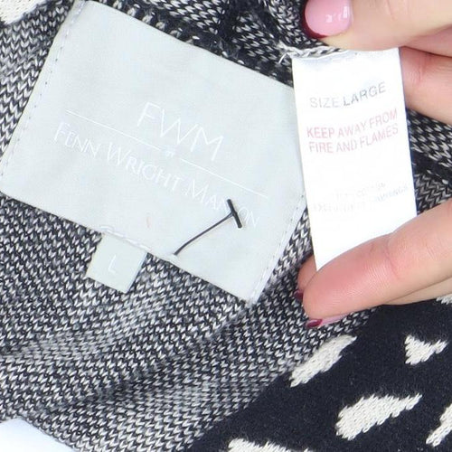 FWM by Fenn Wright Manson Women Black Ivory Animal Print Cardigan L