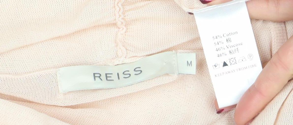 Reiss Women’s Beige Lightweight Cotton Blend Open Cardigan Size M