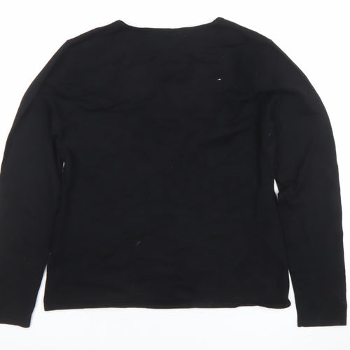 Punt Roma Womens Black Long Sleeve Embellished Knit Top M