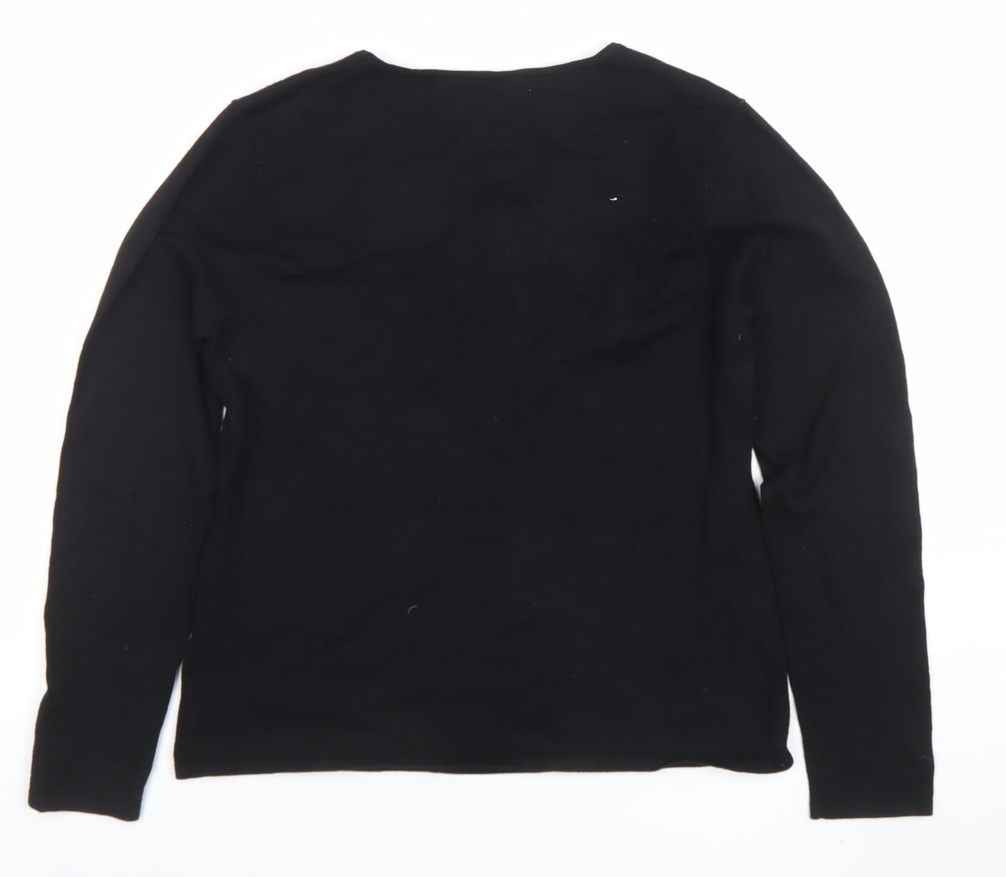 Punt Roma Womens Black Long Sleeve Embellished Knit Top M