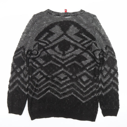 H&M Divided Women’s Black Aztec Knit Pullover Jumper XS