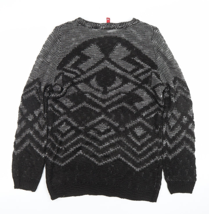H&M Divided Women’s Black Aztec Knit Pullover Jumper XS