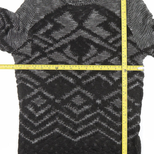 H&M Divided Women’s Black Aztec Knit Pullover Jumper XS