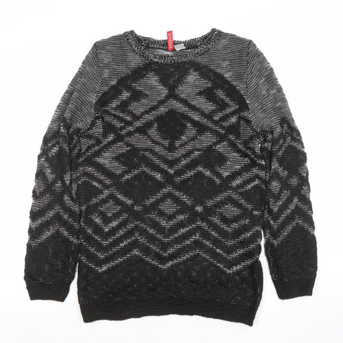 H&M Divided Women’s Black Aztec Knit Pullover Jumper XS