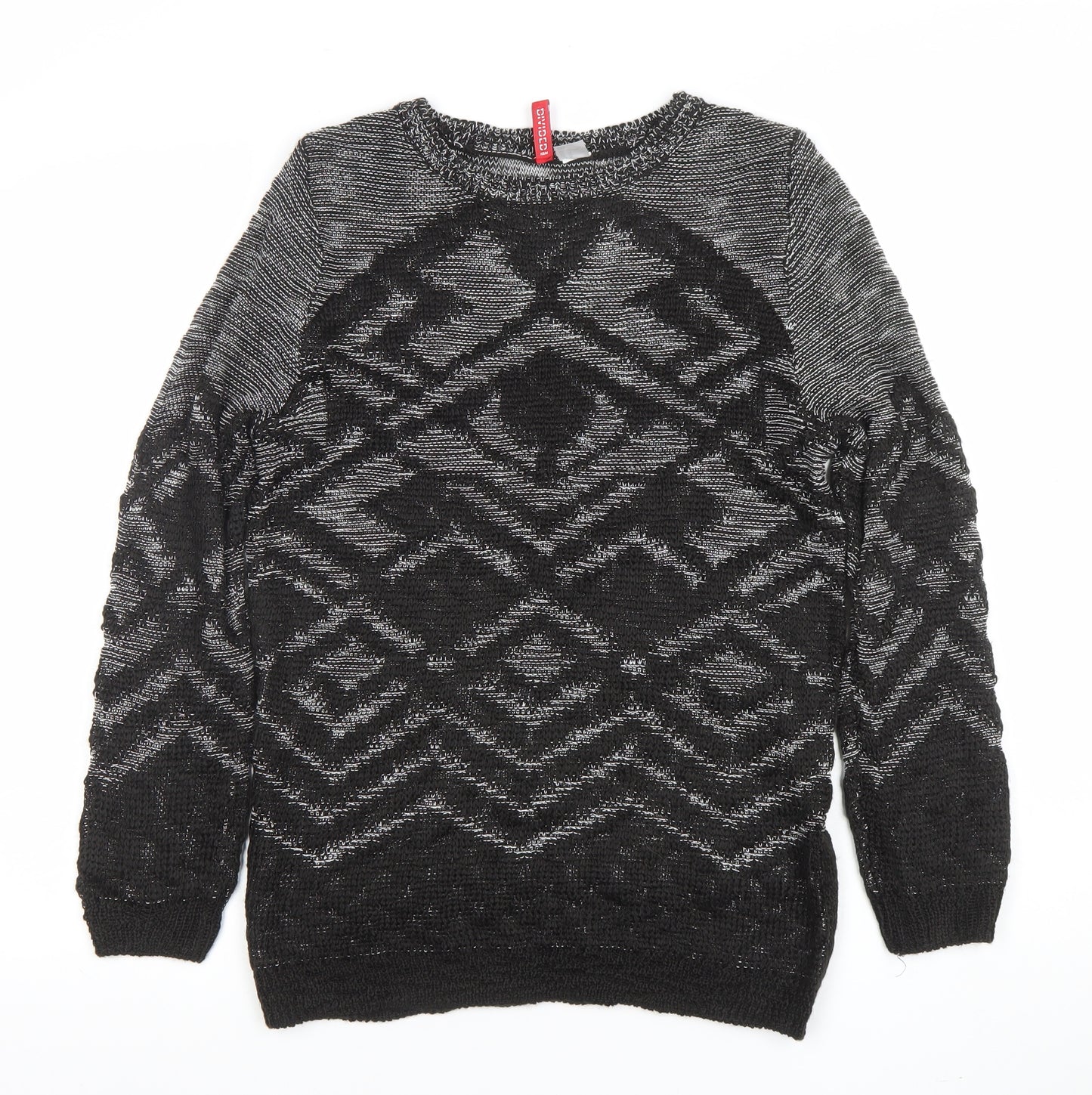 H&M Divided Women’s Black Aztec Knit Pullover Jumper XS