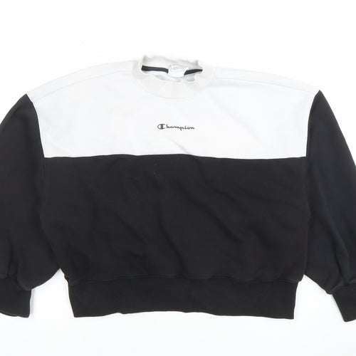 Champion Women's Black and White Crew Neck Pullover Sweatshirt Small