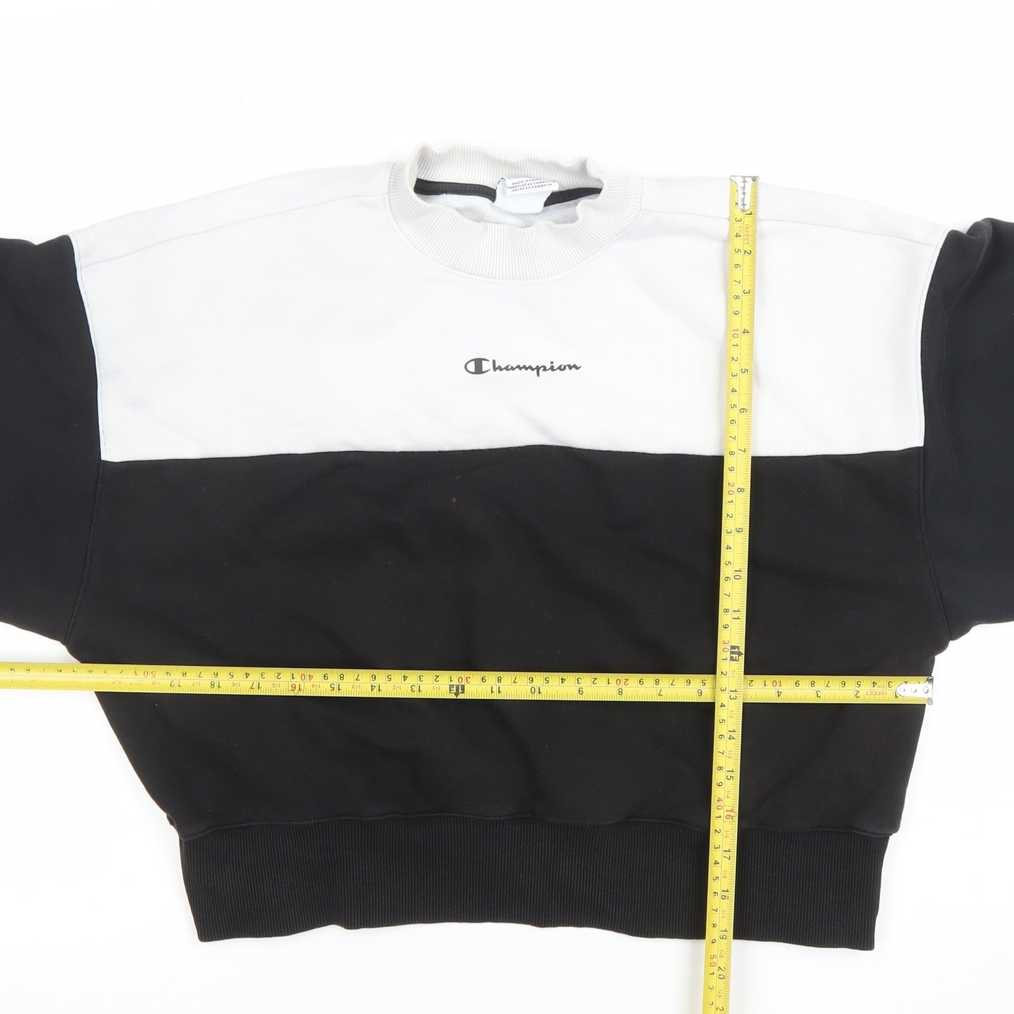 Champion Women's Black and White Crew Neck Pullover Sweatshirt Small