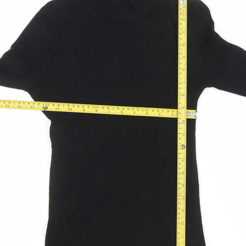 Blue Vanilla Women’s Black Mock Neck Ruffle Cuff Jumper Size M