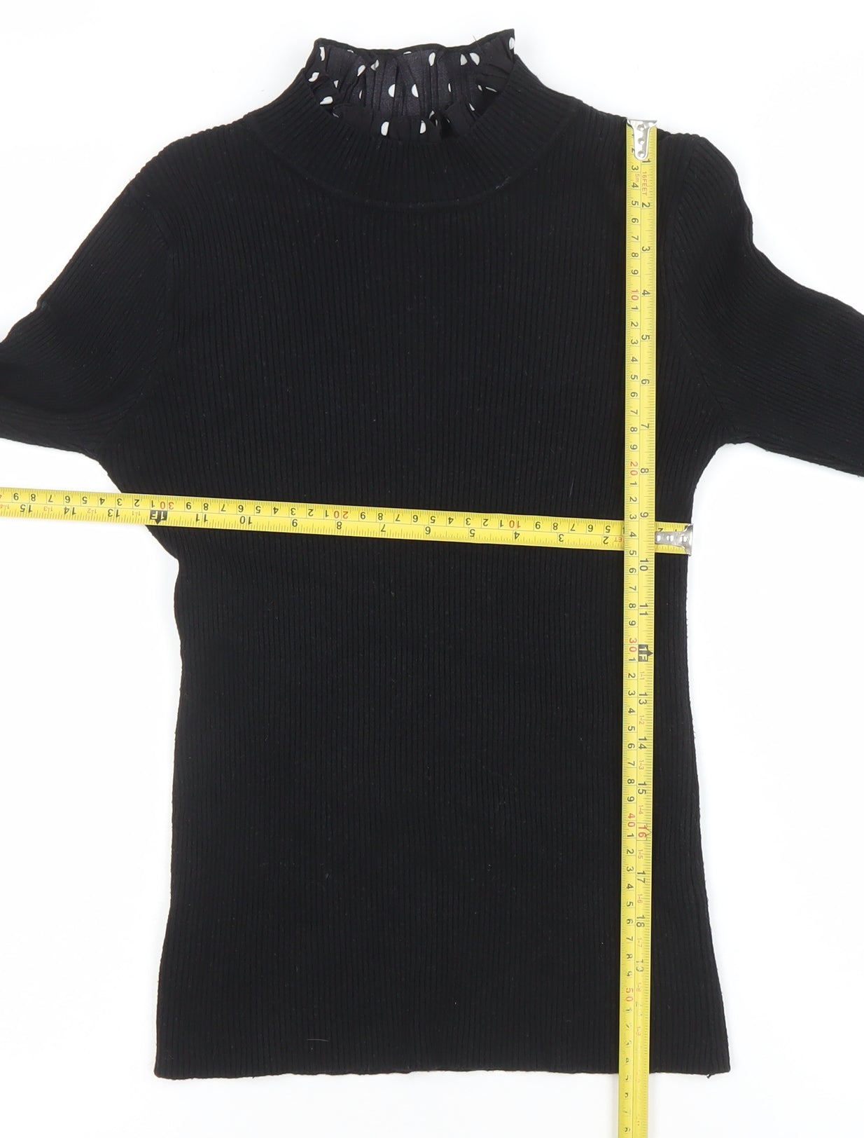 Blue Vanilla Women’s Black Mock Neck Ruffle Cuff Jumper Size M