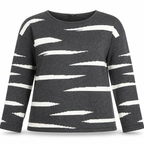 Marble Womens Grey Striped Cotton Long Sleeve T-Shirt Size 14