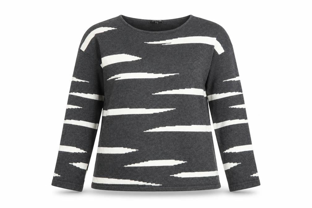 Marble Womens Grey Striped Cotton Long Sleeve T-Shirt Size 14