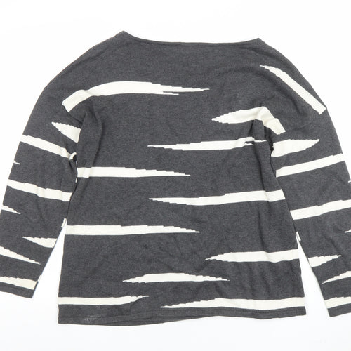 Marble Womens Grey Striped Cotton Long Sleeve T-Shirt Size 14